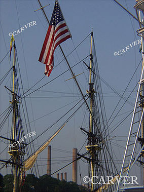 Tri-Power
Sail rigging, an American Flag and the smokestacks at the Salem Power plant.
Keywords: Sail rigging; flag; rope; smokestack; blue sky; salem; photograph; picture; print